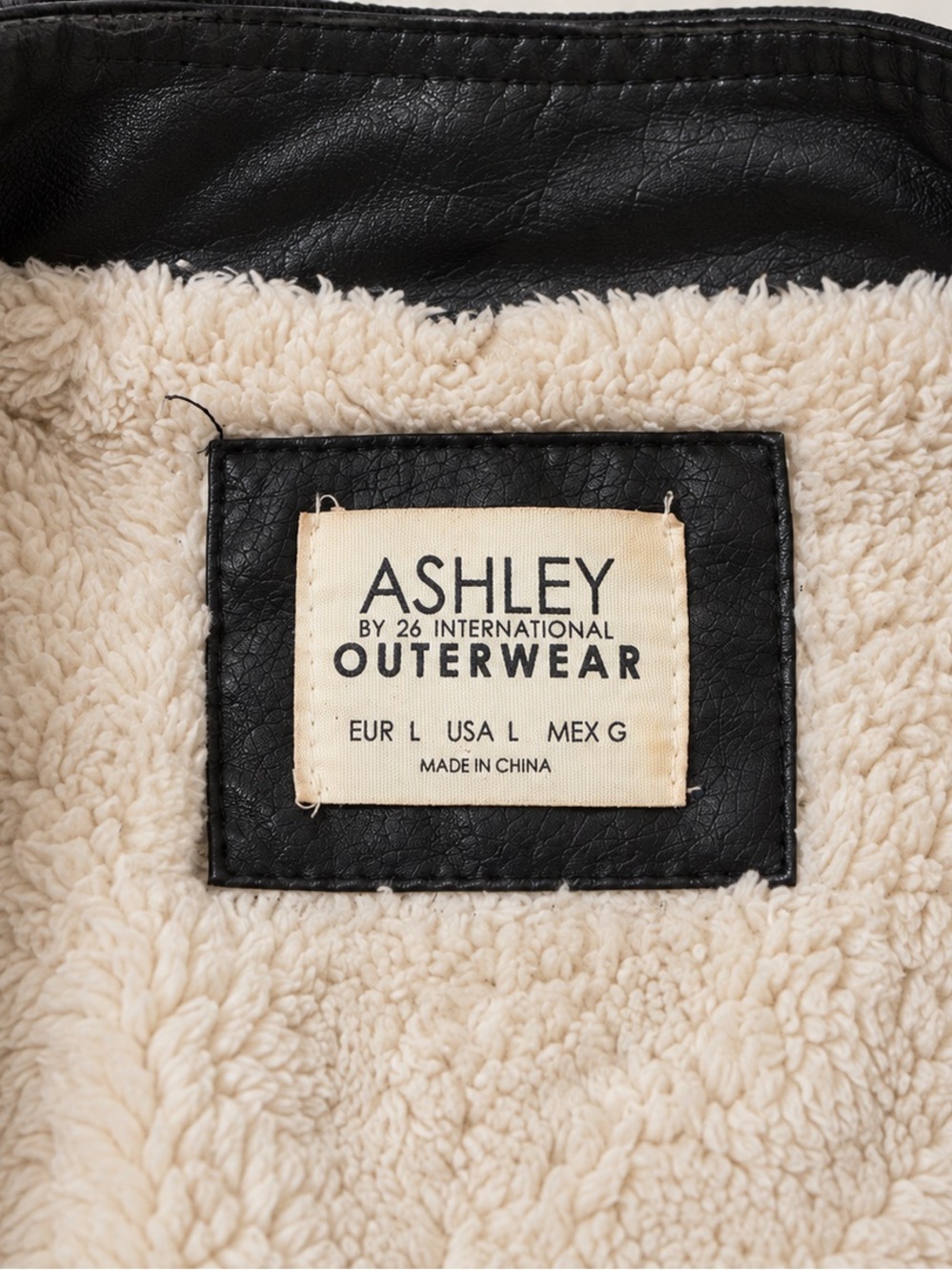 Ashley by 26 Black Faux Leather Faux Fur Lined Bomber Jacket L - Picture 5 of 5